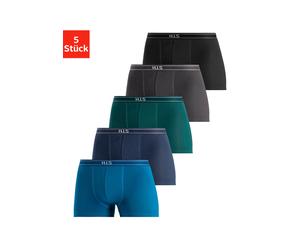 Boxer H.I.S "Boxershorts für Herren", Herren, Gr. L, 5 Stk., bunt (blau, mint, navy, anthrazit, schwarz), Jersey, Obermaterial: 95% Baumwolle, 5% Elasthan, unifarben, körpernah, Unterhosen, mit Steife