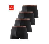 Boxer H.I.S "Boxershorts für Herren", Herren, Gr. M, 4 Stk., schwarz, Jersey, Obermaterial: 95% Baumwolle, 5% Elasthan, unifarben, Unterhosen, mit bequemem Stretchbündchen (49040046-M) schwarz