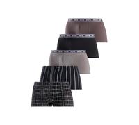 Boxer H.I.S "Boxershorts für Herren", Herren, Gr. M, 5 Stk., schwarz (anthra, schwarz, grau, streifen, karo), Jersey, Obermaterial: 95% Baumwolle, 5% Elasthan, gestreift, kariert, unifarben, Unterhose