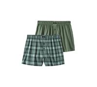 Boxer H.I.S "Boxershorts für Herren", Herren, Gr. XL, 2 Stk., grün (salbei, karo), Obermaterial: 100% Baumwolle, kariert, unifarben, körpernah, Unterhosen, in weiter Passform (90690169-XL) salbei, kar