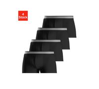 Boxer H.I.S "Boxershorts für Herren", Herren, Gr. XXL, 4 Stk., schwarz, Jersey, Obermaterial: 95% Baumwolle, 5% Elasthan, unifarben, körpernah, Unterhosen, mit gestreiftem Webbund (18624129-XXL) schwa