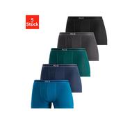 Boxer H.I.S "Boxershorts für Herren", Herren, Gr. XXL, 5 Stk., bunt (blau, mint, navy, anthrazit, schwarz), Jersey, Obermaterial: 95% Baumwolle, 5% Elasthan, unifarben, eng, Unterhosen, mit Steifen un
