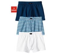 Boxer H.I.S "Boxershorts für Jungen", Jungen, Gr. 104, 3 Stk., blau (marine, weiß, marine, gestreift), Jersey, Obermaterial: 100% Baumwolle, gestreift, unifarben, körpernah, Unterhosen, unifarben und 