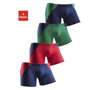 Boxer H.I.S "Boxershorts für Jungen", Jungen, Gr. 158/164, 4 Stk., bunt (marine, grün, grün, marine, rot, marine, marine, rot), Jersey, Obermaterial: 95% Baumwolle, 5% Elasthan, colorblocking, körpern