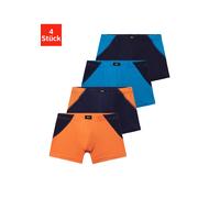 Boxer H.I.S "Boxershorts für Jungen", Jungen, Gr. 170/176, 4 Stk., bunt (marine, blau, blau, marine, orange, marine, marine, orange), Jersey, Obermaterial: 95% Baumwolle, 5% Elasthan, körpernah, Unter
