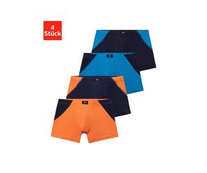 Boxer H.I.S "Boxershorts für Jungen", Jungen, Gr. 182, 4 Stk., bunt (marine, blau, blau, marine, orange, marine, marine, orange), Jersey, Obermaterial: 95% Baumwolle, 5% Elasthan, körpernah, Unterhose
