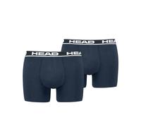 Boxer HEAD "HEAD BASIC BOXER 2P", Herren, Gr. S, marineblau, weiß, Obermaterial: 95% Baumwolle, 5% Elasthan, körpernah, Unterhosen, mit elastischem Logobund (42013641-S) marineblau, weiß