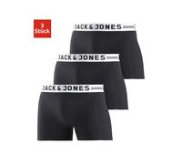 Boxer JACK & JONES "Sense Trunks", Herren, Gr. S, 3 Stk., schwarz, Jersey, Obermaterial: 95% Baumwolle, 5% Elasthan, bedruckt, unifarben mit Farbeinsatz, körpernah, Unterhosen, Baumwollmischung, elast