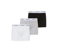 Boxer LACOSTE "Boxer Brief", Herren, Gr. XL, bunt (weiß, grau, schw), Jersey, Obermaterial: 95% Baumwolle, 5% Elasthan, unifarben, figurbetont, Unterhosen, mit Lacoste-Schriftzug am Bund (48946130-XL)