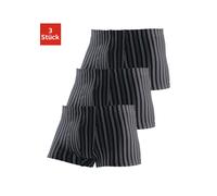 Boxer LE JOGGER "Boxershorts für Herren", Damen, Gr. 6L, 3 Stk., schwarz, Jersey, Obermaterial: 90% Baumwolle, 5% Elasthan, 5% Polyester, gestreift, körpernah, Unterhosen, mit garngefärbten Streifen (