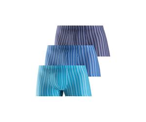 Boxer LE JOGGER "Boxershorts für Herren", Herren, Gr. 8 (XXL), 3 Stk., blau (hellblau, blau, navy), Jersey, Obermaterial: 90% Baumwolle, 5% Elasthan, 5% Polyester, gestreift, körpernah, Unterhosen, mi