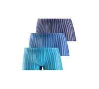 Boxer LE JOGGER "Boxershorts für Herren", Herren, Gr. 9 (XXXL), 3 Stk., blau (hellblau, blau, navy), Jersey, Obermaterial: 90% Baumwolle, 5% Elasthan, 5% Polyester, gestreift, körpernah, Unterhosen, m