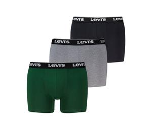 Boxer LEVI'S "LEVIS MEN REPEAT LOGO BOXER BRIEF", Herren, Gr. L, grün, grau, schwarz, Obermaterial: 95% Baumwolle, 5% Elasthan, körpernah, Unterhosen (95497360-L) grün, grau, schwarz