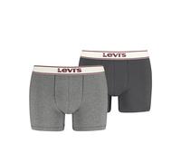 Boxer LEVI'S "LEVIS MEN VNTG HTR BOXER BRIEF 2P", Herren, Gr. M, grau, rot, Obermaterial: 95% Baumwolle, 5% Elasthan, körpernah, Unterhosen, ohne Eingriff, uni, meliert, Logo-Bund, elastisch (69596665