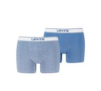 Boxer LEVI'S "LEVIS MEN VNTG HTR BOXER BRIEF 2P", Herren, Gr. XL, blau combo, Obermaterial: 95% Baumwolle, 5% Elasthan, körpernah, Unterhosen, ohne Eingriff, uni, meliert, Logo-Bund, elastisch (161187