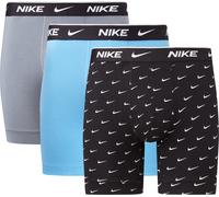 Boxer NIKE UNDERWEAR "BOXER BRIEF 3PK", Herren, Gr. XXL, 3 Stk., swoosh print, cool grau, uni blau, Jersey, Obermaterial: 95% Baumwolle, 5% Elasthan, körpernah, Unterhosen, mit Logo-Elastikbund (48884