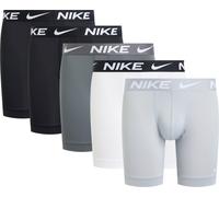 Boxer NIKE UNDERWEAR "BOXER BRIEF LONG 5PK", Herren, Gr. XL, schwarz-weiß (dove), Jersey, Obermaterial: 92% Polyester, 8% Elasthan, kontrastfarbene Details, unifarben, körpernah, Unterhosen, mit Logo-