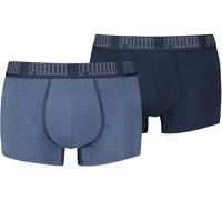 Boxer PUMA, Herren, Gr. L, blau (blau, meliert, navy), Jersey, Obermaterial: 95% Baumwolle, 5% Elasthan, bedruckt, unifarben, körpernah, Unterhosen, ohne Eingriff, elastisch (93355460-L) blau, meliert