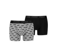 Boxer PUMA, Herren, Gr. S, grau (grau, meliert, bedruckt, schwarz), Jersey, Obermaterial: 95% Baumwolle, 5% Elasthan, bedruckt, unifarben mit Farbeinsatz, Unterhosen, mit Allover Puma Druck (24271124-