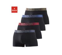 Boxer S.OLIVER "Boxershorts für Herren", Herren, Gr. L, 4 Stk., bunt (schwarz, khaki, schwarz, bordeaux, schwarz, blau, schwarz, grau), Jersey, Obermaterial: 92% Baumwolle, 8% Elasthan (LYCRA), unifar