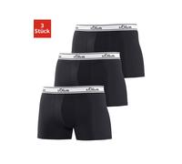 Boxer S.OLIVER "Boxershorts für Herren", Herren, Gr. M, 3 Stk., schwarz, Jersey, Obermaterial: 92% Baumwolle, 8% Elasthan (LYCRA), unifarben, Unterhosen, mit weißem Webbund (421269-M) schwarz