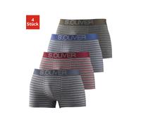 Boxer S.OLIVER "Boxershorts für Herren", Herren, Gr. S, 4 Stk., bunt (grau, anthrazit, gestreift, grau, bordeaux, gestreift, grau, blau, gestreift, grau, khaki, gestreift), Jersey, Obermaterial: 92% B