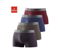 Boxer S.OLIVER "Boxershorts für Herren", Herren, Gr. L, 4 Stk., bunt (bordeaux, marine, khaki, anthrazit), Jersey, Obermaterial: 92% Baumwolle, 8% Elasthan (LYCRA), unifarben, körpernah, Unterhosen, m