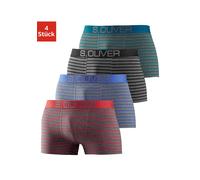 Boxer S.OLIVER "Boxershorts für Herren", Herren, Gr. L, 4 Stk., bunt (rot, gestreift, blau, gestreift, schwarz, gestreift, petrol, gestreift), Jersey, Obermaterial: 92% Baumwolle, 8% Elasthan (LYCRA),