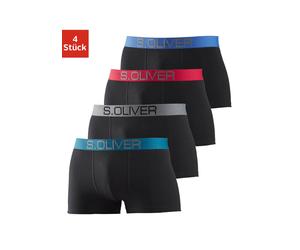 Boxer S.OLIVER "Boxershorts für Herren", Herren, Gr. L, 4 Stk., bunt (schwarz, türkis, schwarz, grau, schwarz, rot, schwarz, blau), Jersey, Obermaterial: 92% Baumwolle, 8% Elasthan (LYCRA), unifarben,