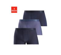 Boxer S.OLIVER "Boxershorts für Herren", Herren, Gr. M, 3 Stk., blau (navy, gestreift, blau, gestreift, navy, uni), Jersey, Obermaterial: 92% Baumwolle, 8% Elasthan (LYCRA), gestreift, unifarben, körp