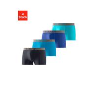 Boxer S.OLIVER "Boxershorts für Herren", Herren, Gr. M, 4 Stk., blau (türkis, hellblau, marine, royalblau), Jersey, Obermaterial: 92% Baumwolle, 8% Elasthan (LYCRA), unifarben, körpernah, Unterhosen, 