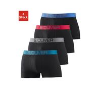 Boxer S.OLIVER "Boxershorts für Herren", Herren, Gr. M, 4 Stk., bunt (schwarz, türkis, schwarz, grau, schwarz, rot, schwarz, blau), Jersey, Obermaterial: 92% Baumwolle, 8% Elasthan (LYCRA), unifarben,