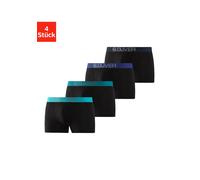 Boxer S.OLIVER Gr. XL, 4 St., bunt (schwarz, türkis, schwarz, hellblau, marine, royalblau) Herren Unterhosen Wäsche mit kontrastfarbenem Webbund (14025625-XL)