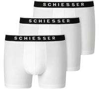 Boxer SCHIESSER "95/5", Herren, Gr. 7, weiß (100, weiß), Single Jersey, Obermaterial: 95% Baumwolle, 5% Elasthan, unifarben mit Farbeinsatz, eng, Unterhosen, mit sportlichem Webgummibund (42220006-7)