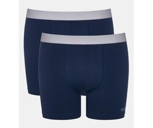 Boxer SLOGGI "Men GO ABC 2.0", Herren, Gr. S, blau (navy), Single Jersey, Obermaterial: 95% Baumwolle, 5% Elasthan, clean, unifarben, körpernah, Unterhosen, längeres Bein, Baumwollmix, weich, elastisc