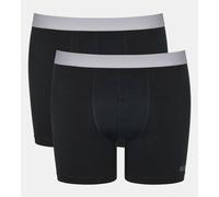 Boxer SLOGGI "Men GO ABC 2.0", Jungen, Gr. XL, 2 Stk., schwarz, Single Jersey, Obermaterial: 95% Baumwolle, 5% Elasthan, clean, unifarben, körpernah, Unterhosen, längeres Bein, Baumwollmix, weich, ela