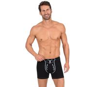 Boxer TRIGEMA "TRIGEMA Pants mit Hirsch", Herren, Gr. 3XL, 1 Stk., schwarz, 95% Baumwolle, 5% Elasthan, Unterhosen Unterhose Boxershort Unterwäsche (667548-XXXL) schwarz