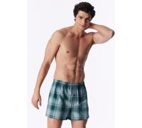 Schiesser Boxershorts 2er-Set Hellblau-Grün kariert & Dunkelblau