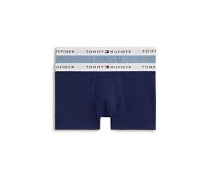 Boxershorts "2PK BOXER BRIEF", Jungen, Gr. 152/158, 2 Stk., brisk blau, preppy navy, Jersey, Obermaterial: 95% Baumwolle, 5% Elasthan, TOMMY HILFIGER UNDERWEAR, körpernah, Unterhosen, mit elastischem 