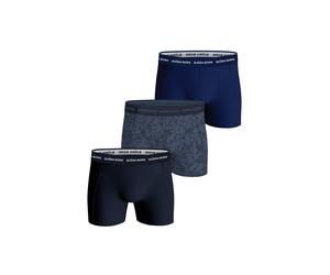 Boxershorts BJÖRN BORG "Boxershort Cotton Stretch Boxer Trunks 3P 3er Pack", Herren, Gr. M, bunt (schwarz, blau), Obermaterial: 95% Baumwolle CO. 5% Elasthan EL., Unterhosen (79411327-M) schwarz, blau