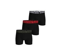 Herren Boxershorts Björn Borg Cotton Stretch 3P - black/red - Schwarz (XL)