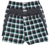 Boxershorts BONPRIX, Herren, Gr. 6, 3 Stk., schwarz (kariert, grau), Obermaterial: 100% Baumwolle, Unterhosen, lockere Passform, aus Baumwolle, Jersey-Qualität, 3er Pack (71943919-6) kariert, grau