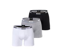Boxershorts BOSS "Boxershort BoxerBr 3P Power 3er Pack", Herren, Gr. L, bunt (weiß, grau, schwarz), Obermaterial: 95% Baumwolle CO. 5% Elasthan EL., Unterhosen (96932648-L) weiß, grau, schwarz