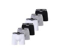 Boxershorts BOSS "Boxershort BoxerBr 6P Power 6er Pack", Herren, Gr. M, bunt (weiß, grau, schwarz), Obermaterial: 95% Baumwolle CO. 5% Elasthan EL., Unterhosen (93373310-M) weiß, grau, schwarz