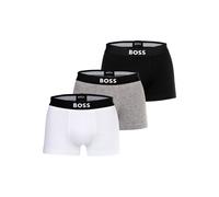 Boxershorts BOSS "Boxershort Trunk 3P BOSS ONE 3er Pack", Herren, Gr. L, bunt (schwarz, grau, weiß), Obermaterial: 95% Baumwolle CO. 5% Elasthan EL., Unterhosen (48701467-L) schwarz, grau, weiß