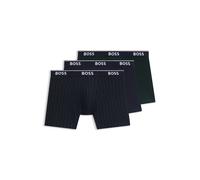 Boxershorts BOSS, Herren, Gr. L, 3 Stk., blau (open miscellaneous 968), Jersey, Obermaterial: 95% Baumwolle, 5% Elasthan, körpernah, Unterhosen, längeres Bein, anliegend, aus Stretch-Baumwolle (241713