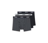 Boxershorts BOSS, Herren, Gr. XL, 3 Stk., open blau 464, Jersey, Obermaterial: 95% Baumwolle, 5% Elasthan, körpernah, Unterhosen, längeres Bein, anliegend, aus Stretch-Baumwolle (76583848-XL) open bla
