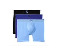 Boxershorts "Boxer Brief 3PK", Herren, Gr. M (50), schwarz w, blau river fog, blau river, Jersey, Obermaterial: 95% Baumwolle, 5% Elasthan, CALVIN KLEIN UNDERWEAR, unifarben, körpernah, Unterhosen, Kö
