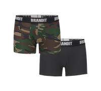 Brandit Boxershort Logo – 2 Paar Schwarz/Woodland – Größe S