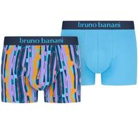 Boxershorts BRUNO BANANI "Retro Pants", Herren, Gr. S, bunt (print, aqua), Single Jersey, Obermaterial: 93% Baumwolle, 7% Elasthan, gemustert, unifarben, körpernah, Unterhosen, mit stylischen Mustern
